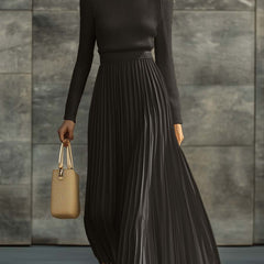 Charlotte ribbed knit pleated midi dress