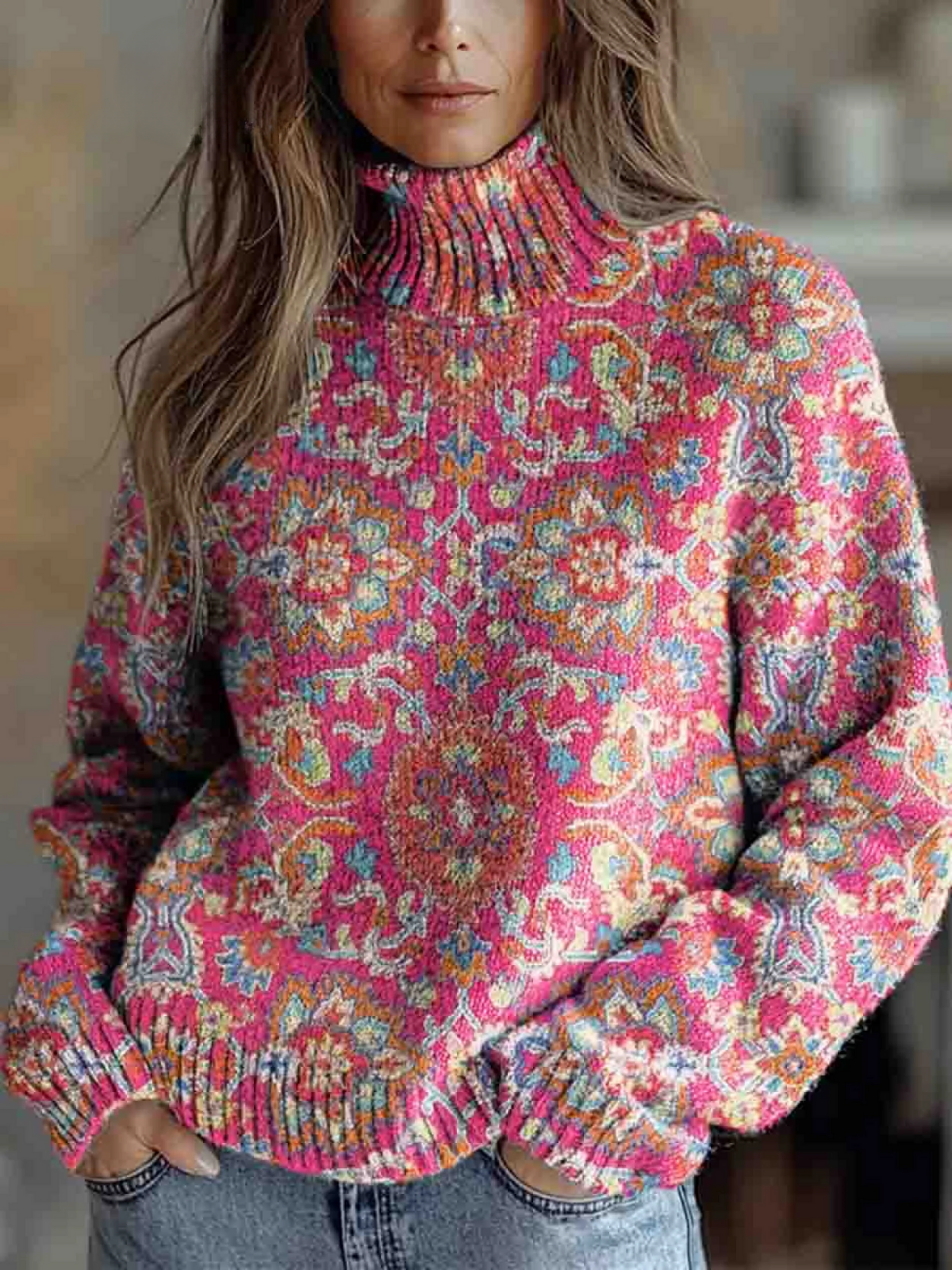 Josephine | The Retro Floral Roll Neck