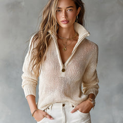 Monica half-zip knit sweater