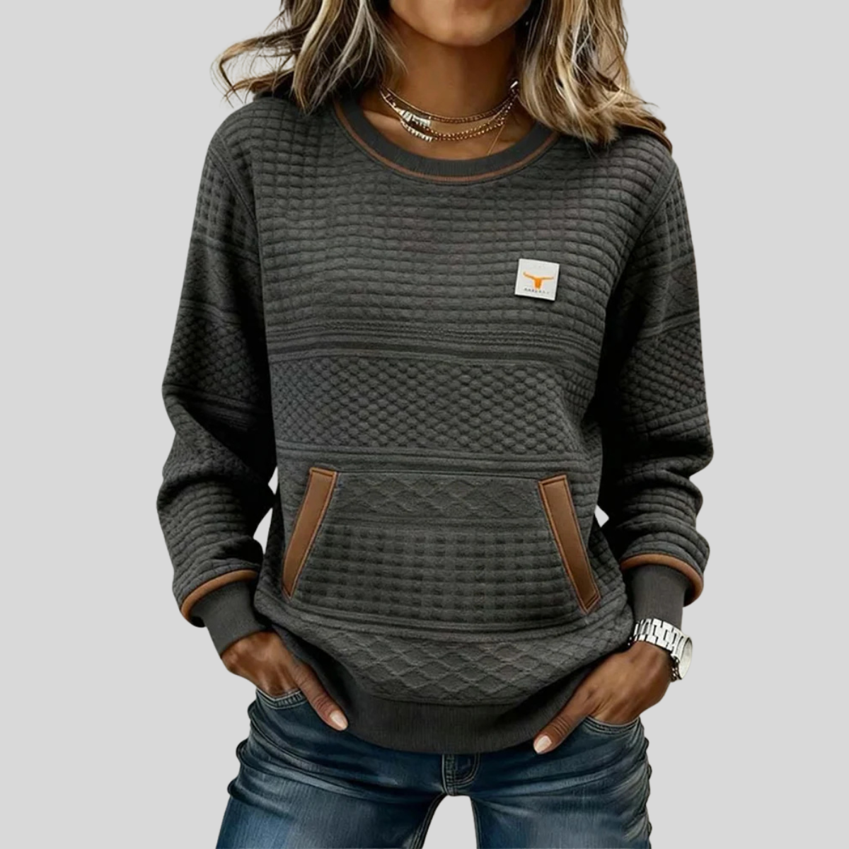 Abigail quilted round-neck sweatshirt