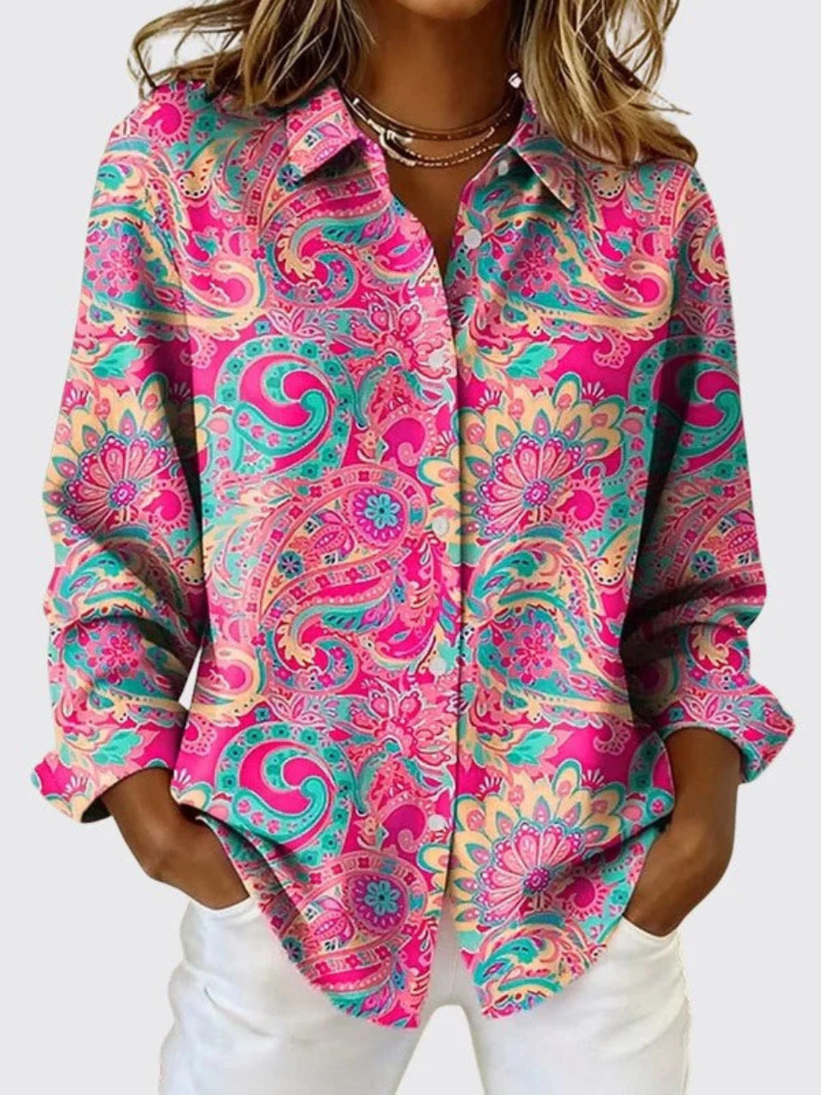 Joanna paisley button-up blouse