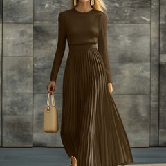 Charlotte ribbed knit pleated midi dress