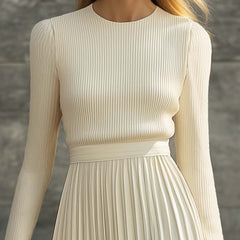 Charlotte ribbed knit pleated midi dress