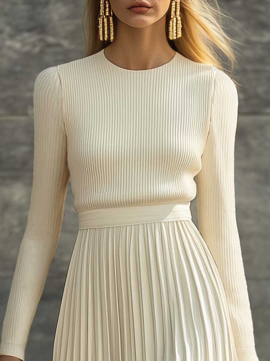 Charlotte ribbed knit pleated midi dress