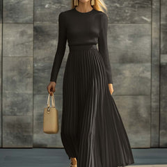 Charlotte ribbed knit pleated midi dress