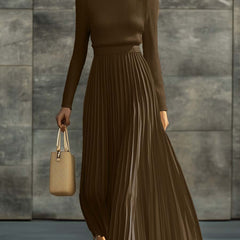 Charlotte ribbed knit pleated midi dress