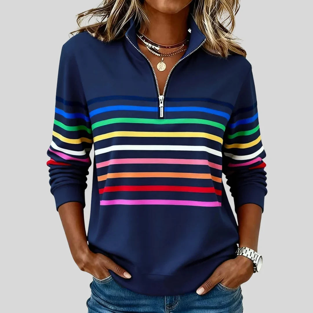 Celine colourful striped quarter-zip sweatshirt