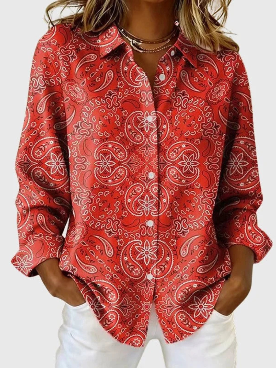 Joanna paisley button-up blouse