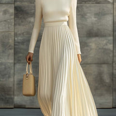 Charlotte ribbed knit pleated midi dress