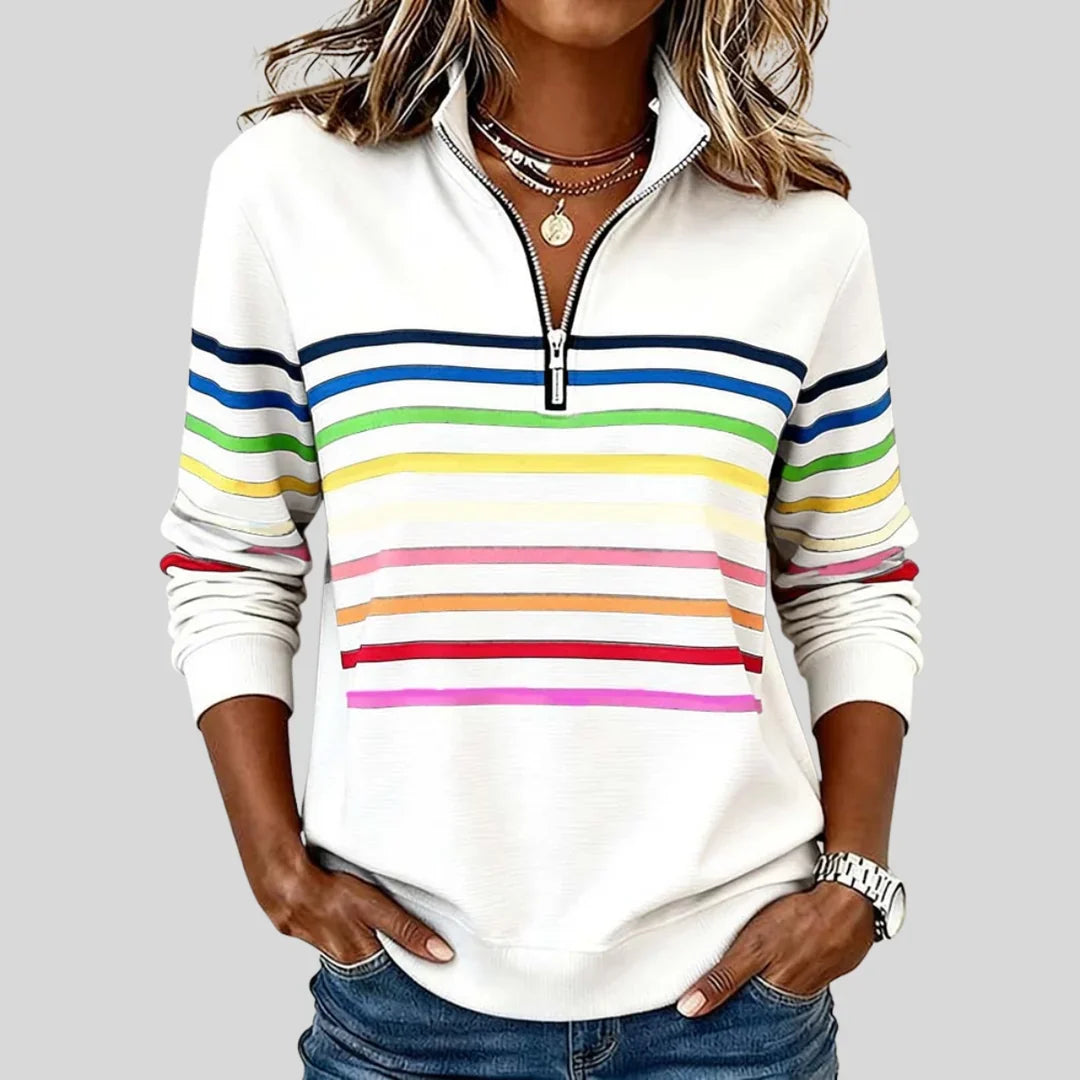 Celine colourful striped quarter-zip sweatshirt