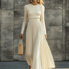 Charlotte ribbed knit pleated midi dress