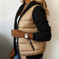 Sabrina colour-block padded jacket with hood