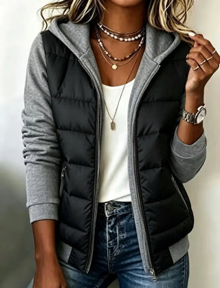 Sabrina colour-block padded jacket with hood