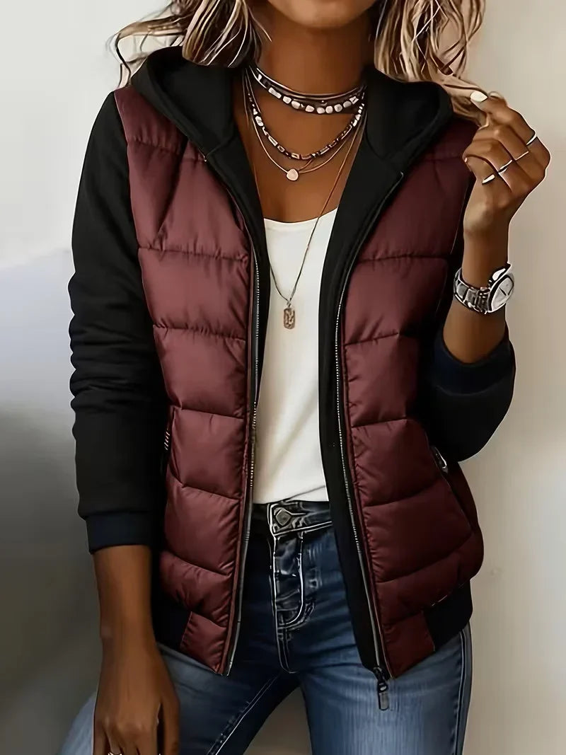 Sabrina colour-block padded jacket with hood
