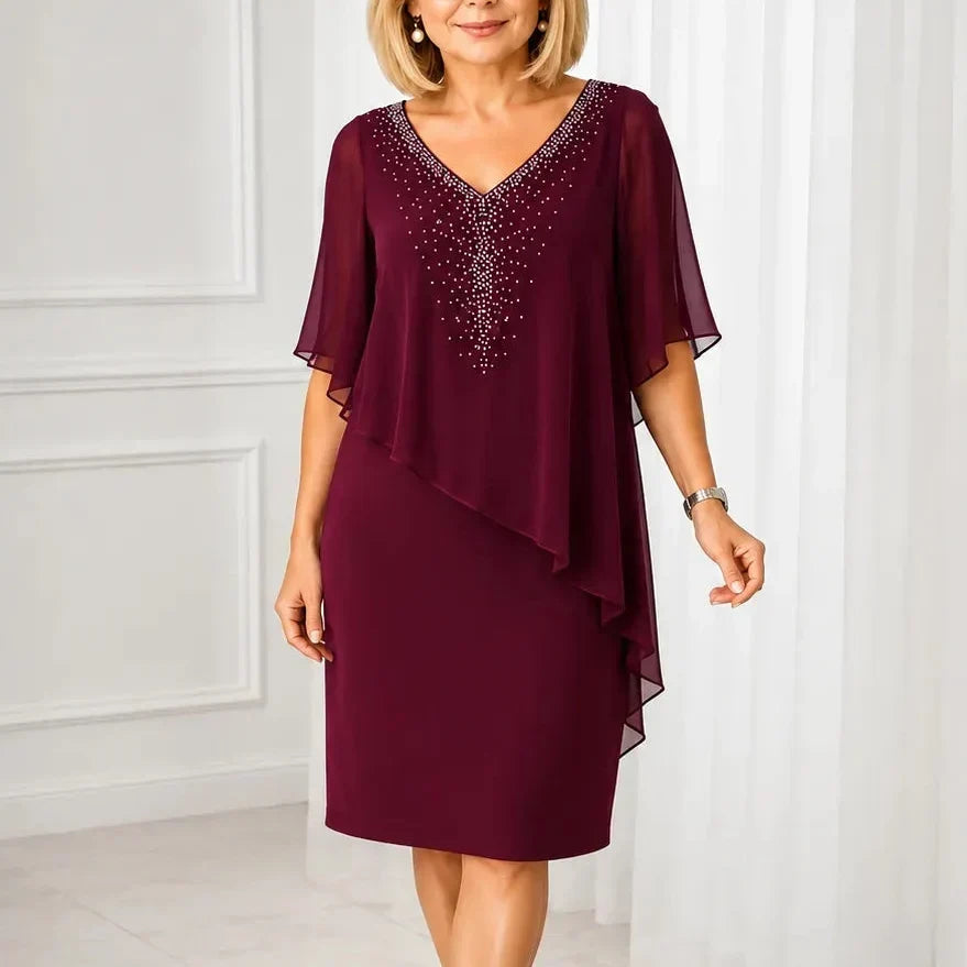 Jessamy embellished V-neck overlay dress