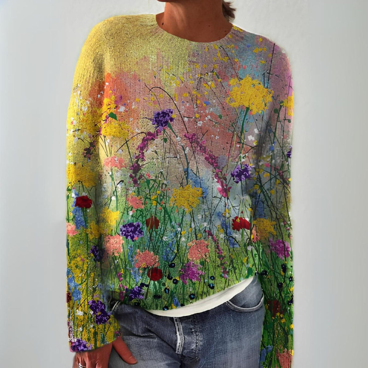 Adriana floral print knitted sweater