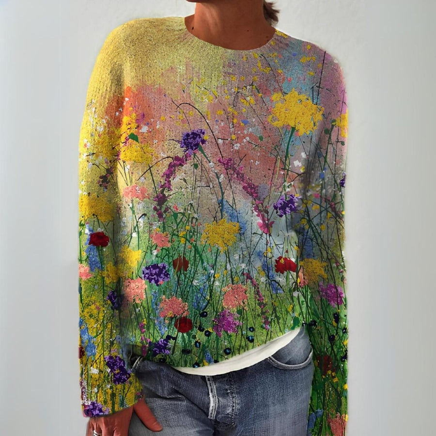 Adriana floral print knitted sweater