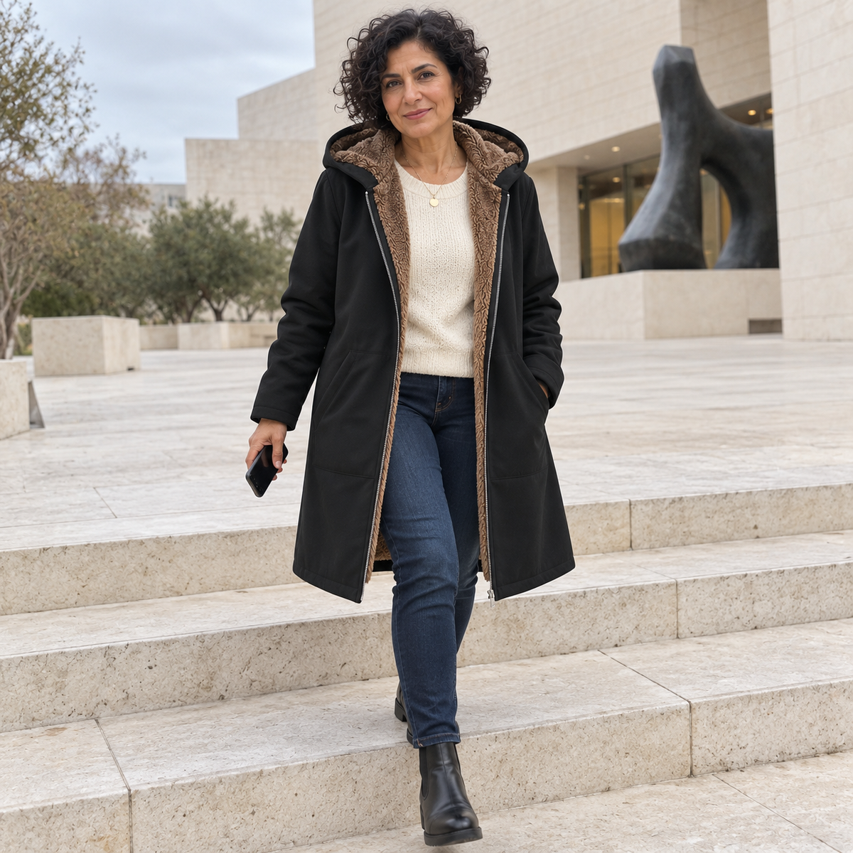 Evelyn sherpa-lined hooded coat
