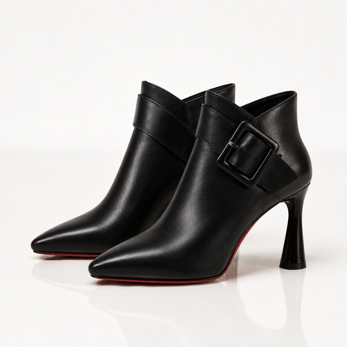 Raina leather buckle ankle boots
