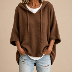 Lucille hooded knit poncho