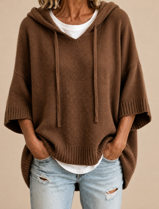 Lucille hooded knit poncho