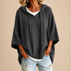 Lucille hooded knit poncho