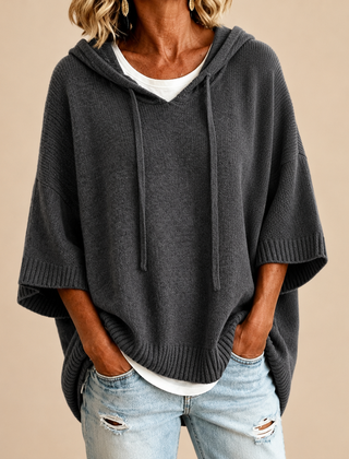 Lucille hooded knit poncho