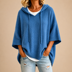 Lucille hooded knit poncho