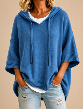 Lucille hooded knit poncho