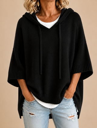 Lucille hooded knit poncho