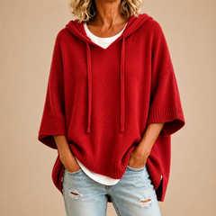 Lucille hooded knit poncho