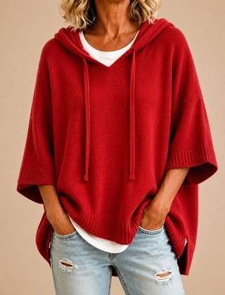 Lucille hooded knit poncho