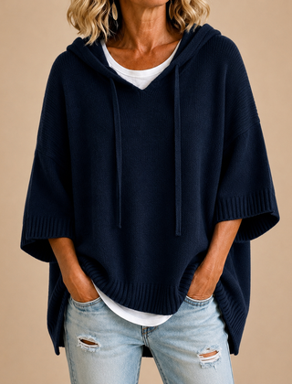 Lucille hooded knit poncho
