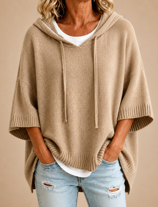 Lucille hooded knit poncho