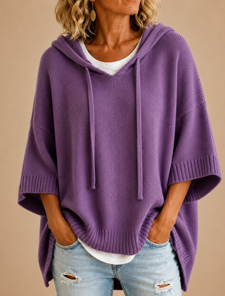 Lucille hooded knit poncho