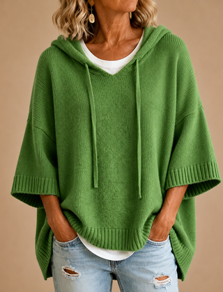 Lucille hooded knit poncho