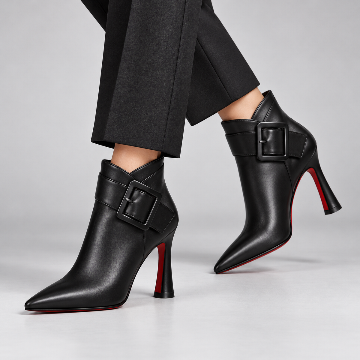 Raina leather buckle ankle boots