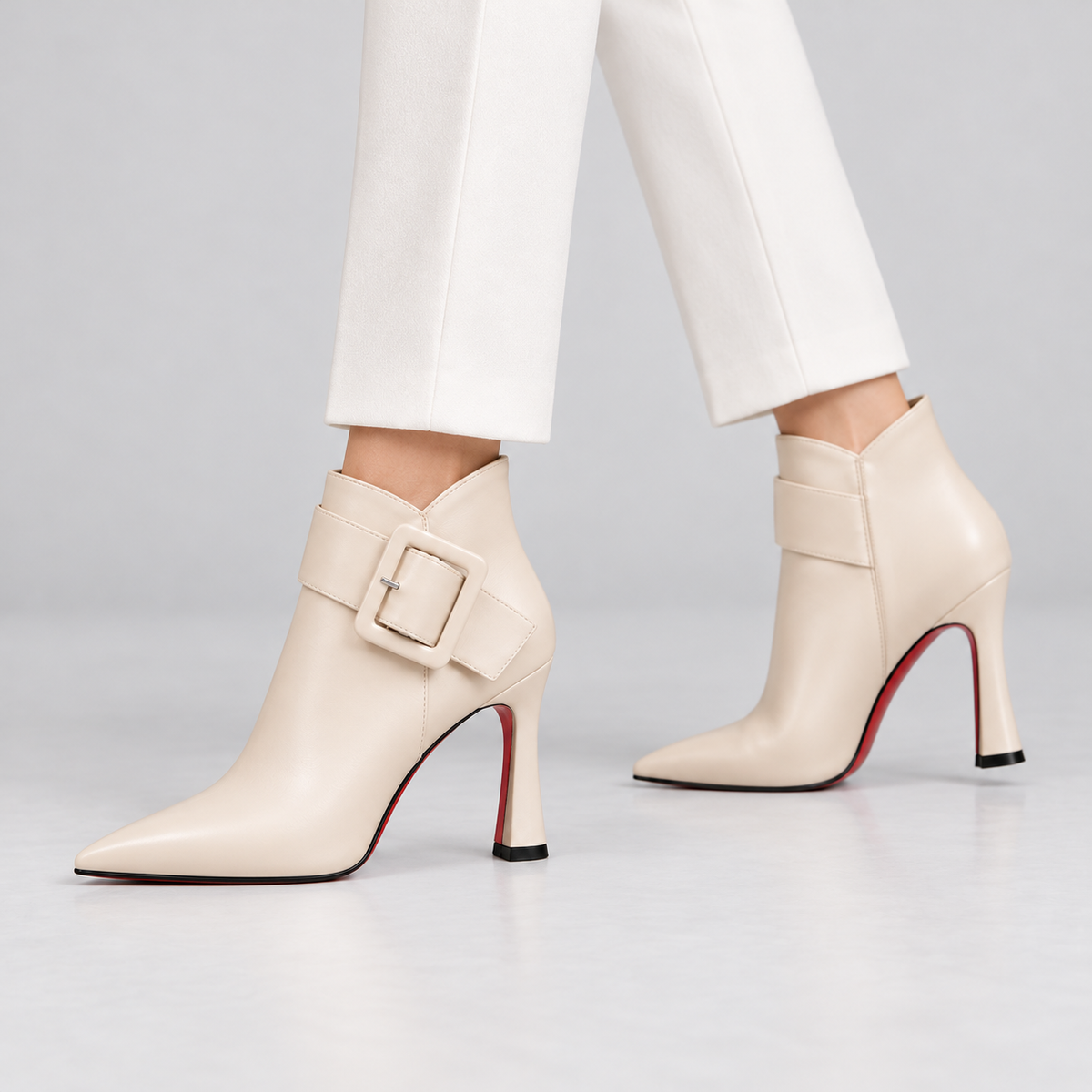 Raina leather buckle ankle boots