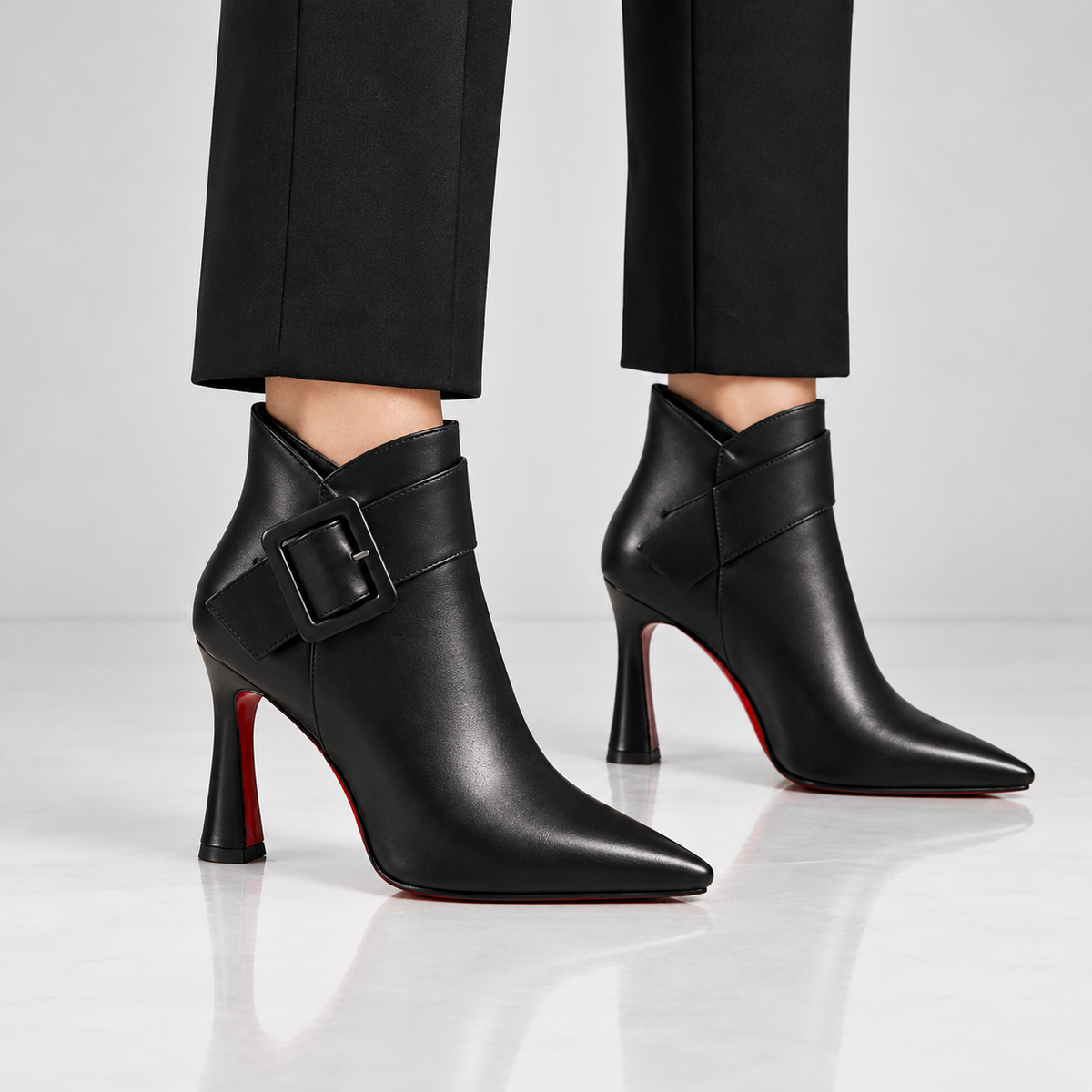 Raina leather buckle ankle boots