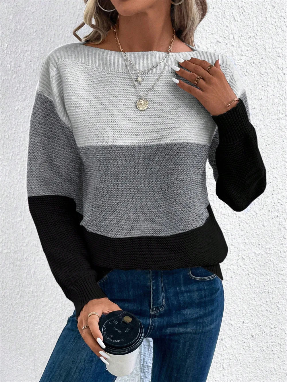 Nancy knitted patchwork sweater