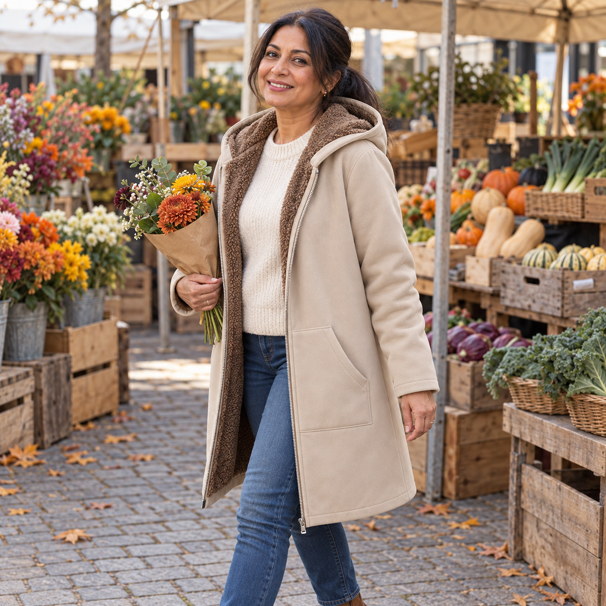 Evelyn sherpa-lined hooded coat