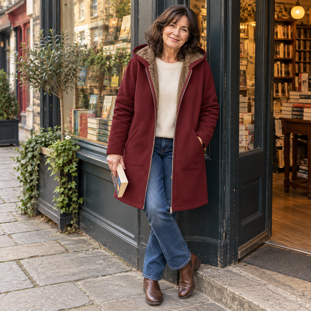 Evelyn sherpa-lined hooded coat