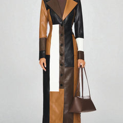Mosaic patchwork leather coat
