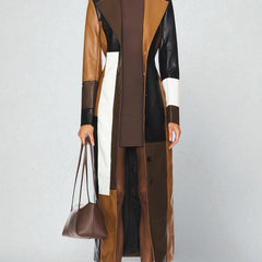 Mosaic patchwork leather coat