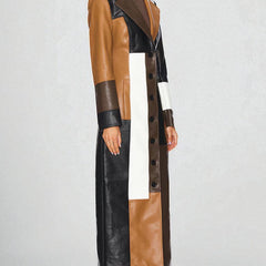 Mosaic patchwork leather coat