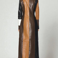 Mosaic patchwork leather coat