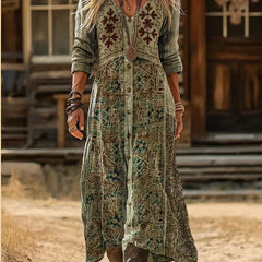 Maribel vintage botanical maxi dress