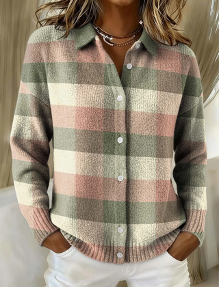Grace pastel plaid knit cardigan