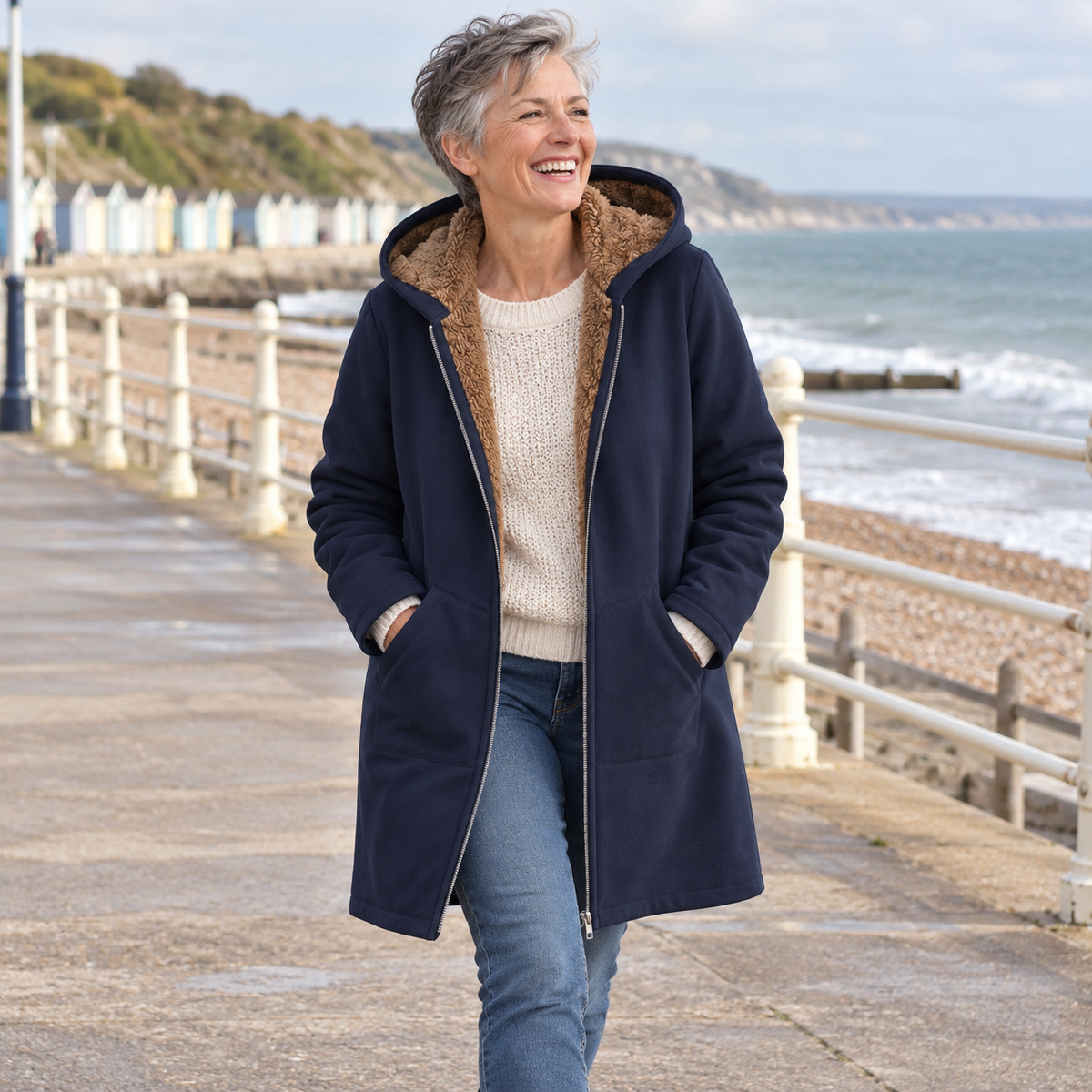 Evelyn sherpa-lined hooded coat