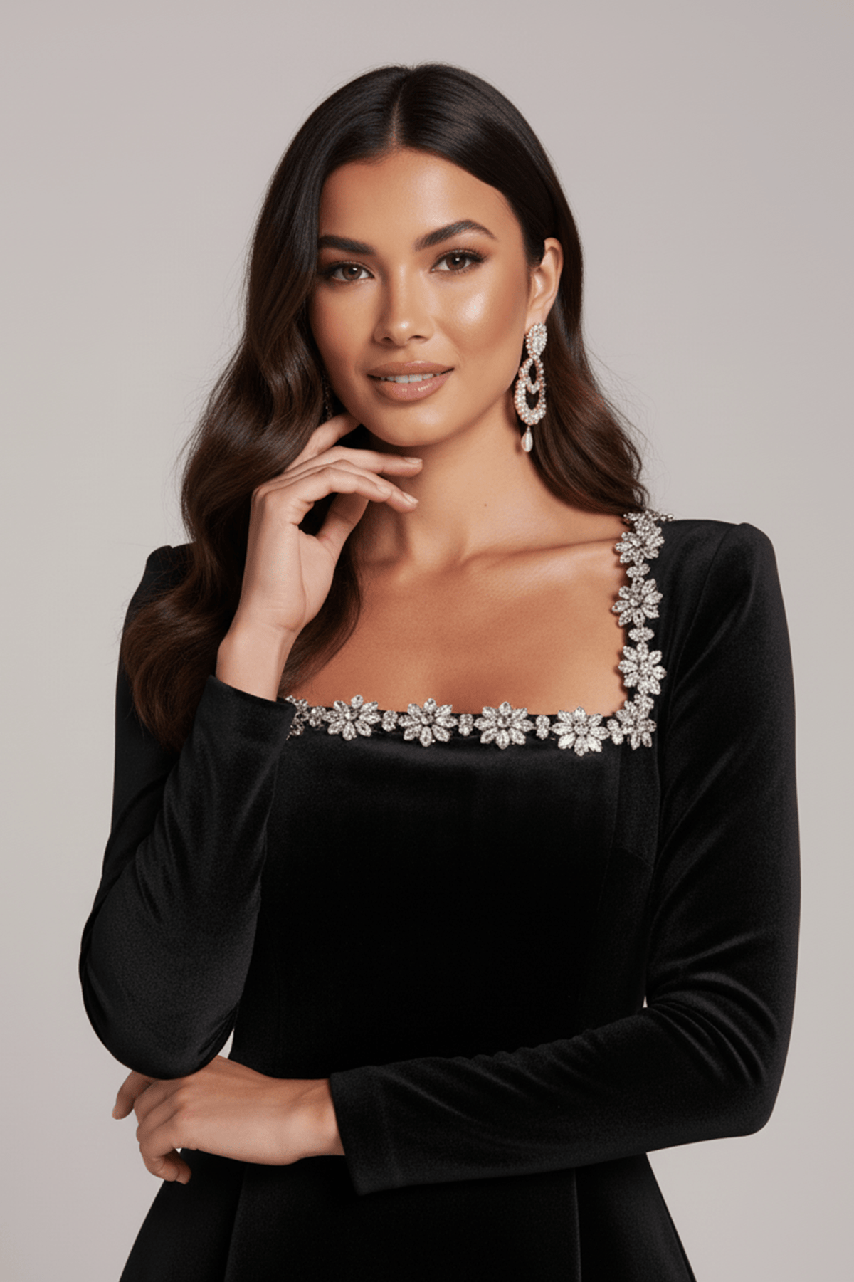 Women's Black Velvet Mini Party Dress